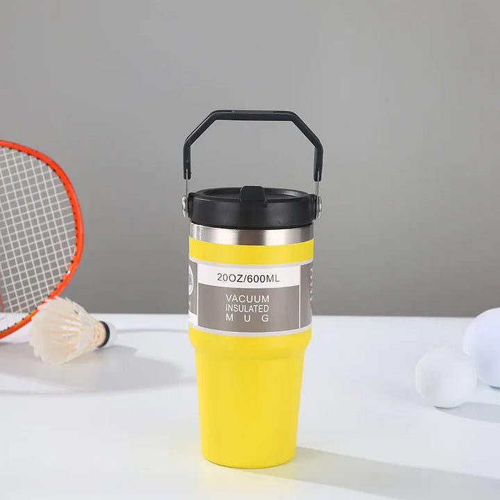 30oz Large Capacity Portable Car Cup Stainless Steel Thermos Cup with Straw & Handle Travel Sports Water Bottle Vacuum Flask