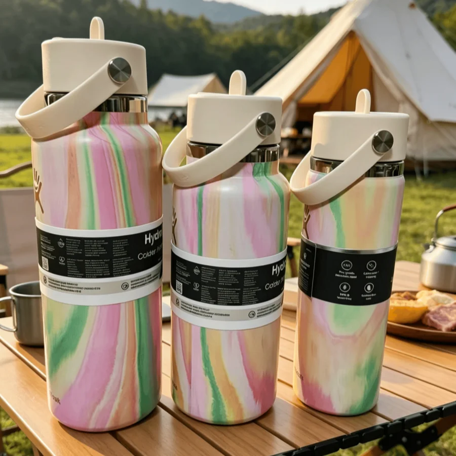 Camping water bottle, 20 oz, 32 oz, 40 oz vacuum insulated travel mug, portable straw car cup, high-quality women's holiday gift