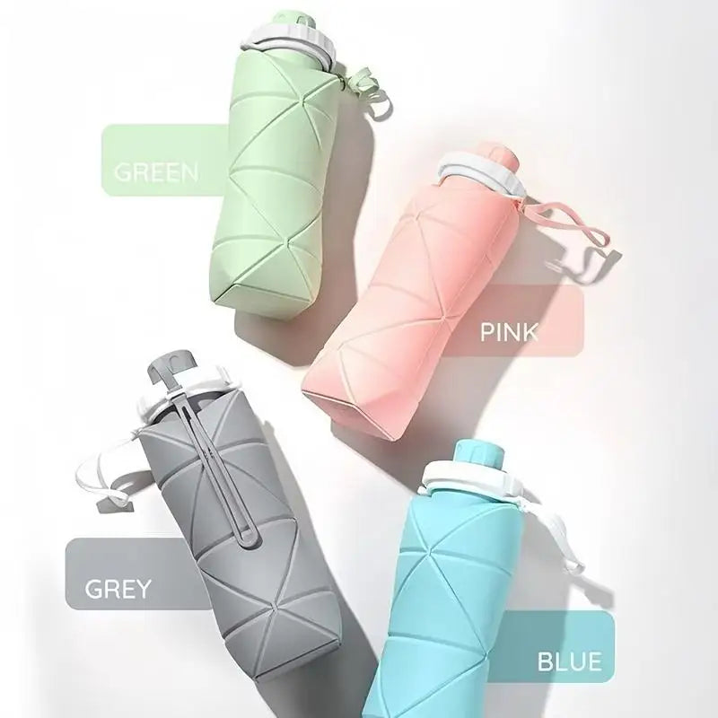 600ML Silicone Sports Tumbler Leak Proof Reusable Collapsible Foldable Water Bottles