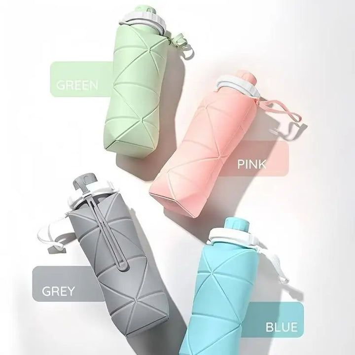600ML Silicone Sports Tumbler Leak Proof Reusable Collapsible Foldable Water Bottles