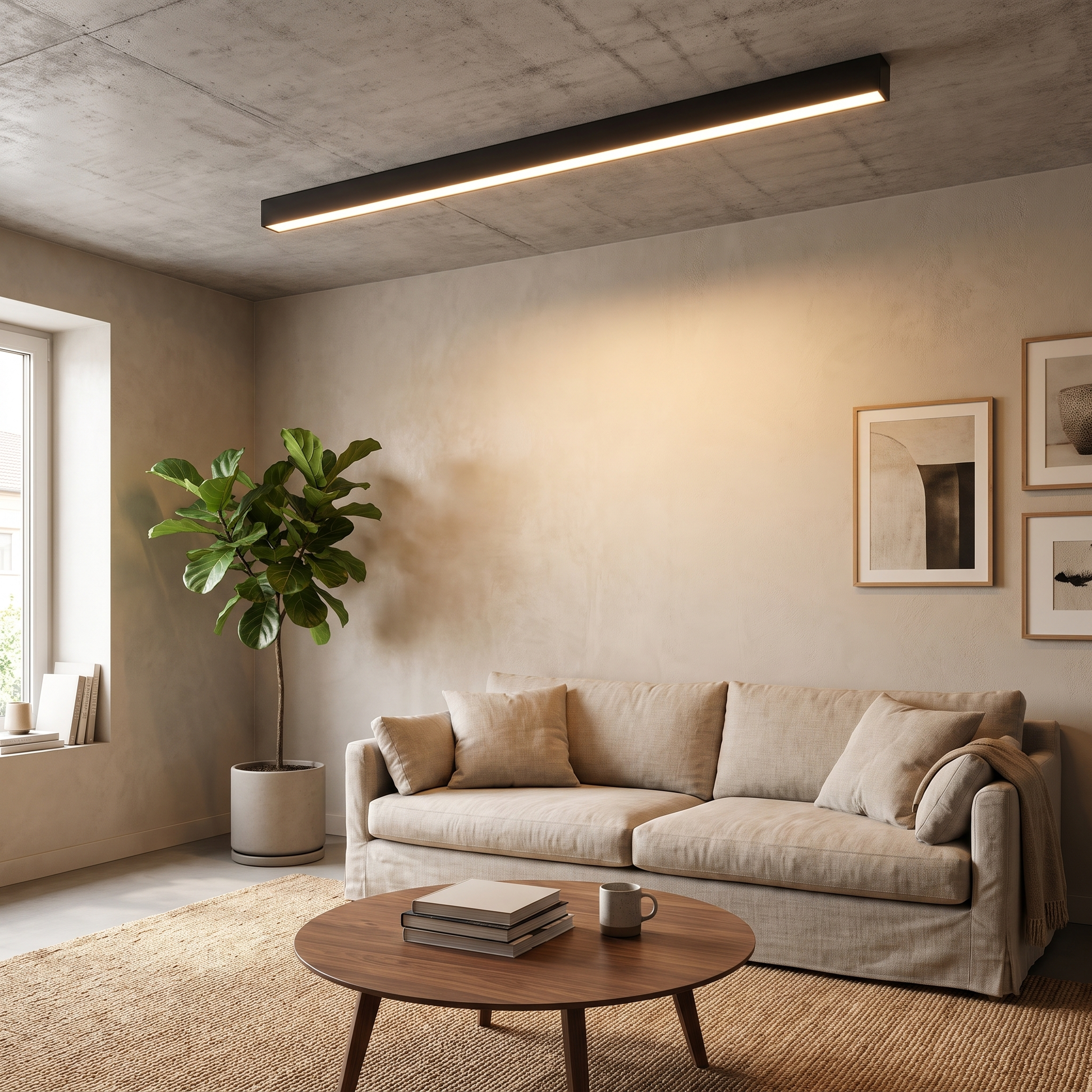 Slim Linear LED Flush Mount Ceiling Light with Dimmable Settings 1