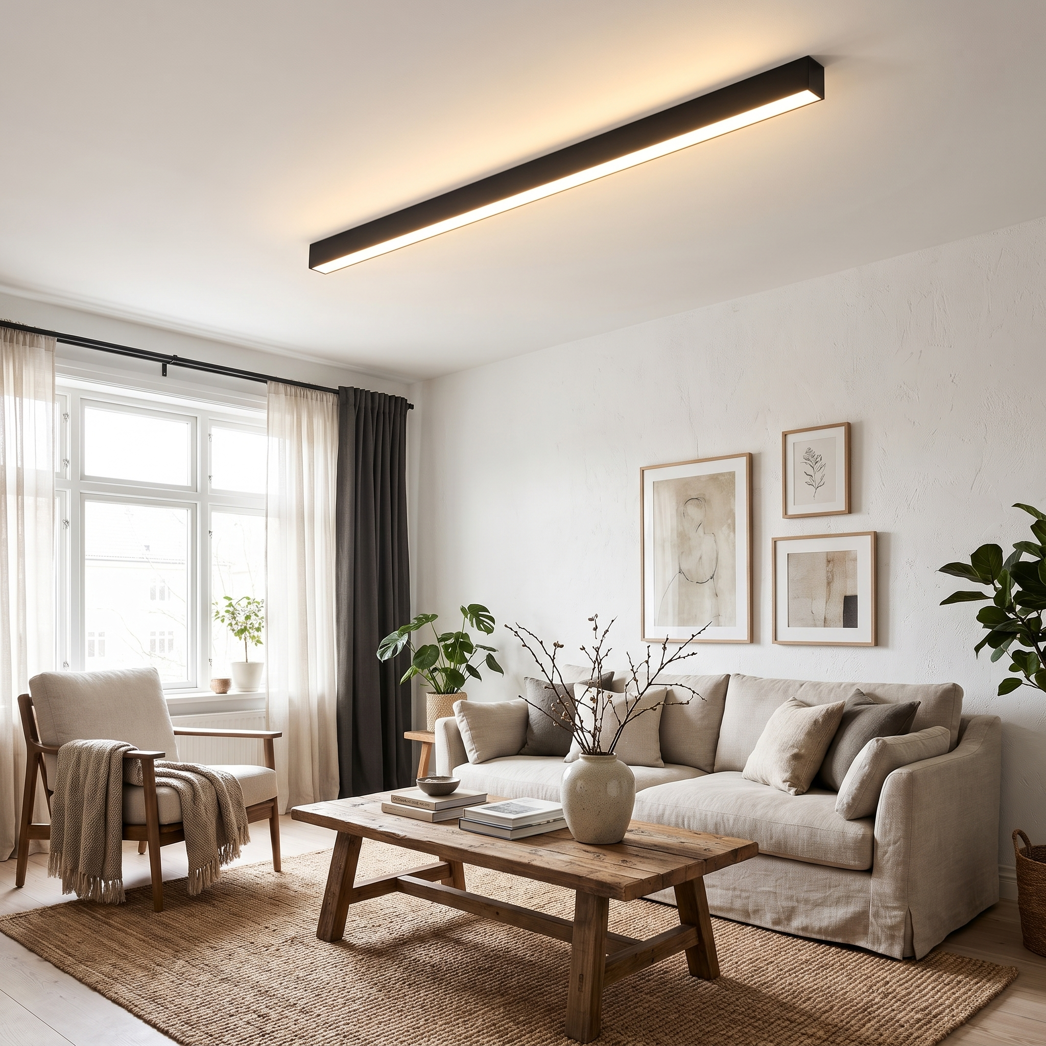 Slim Linear LED Flush Mount Ceiling Light with Dimmable Settings 2