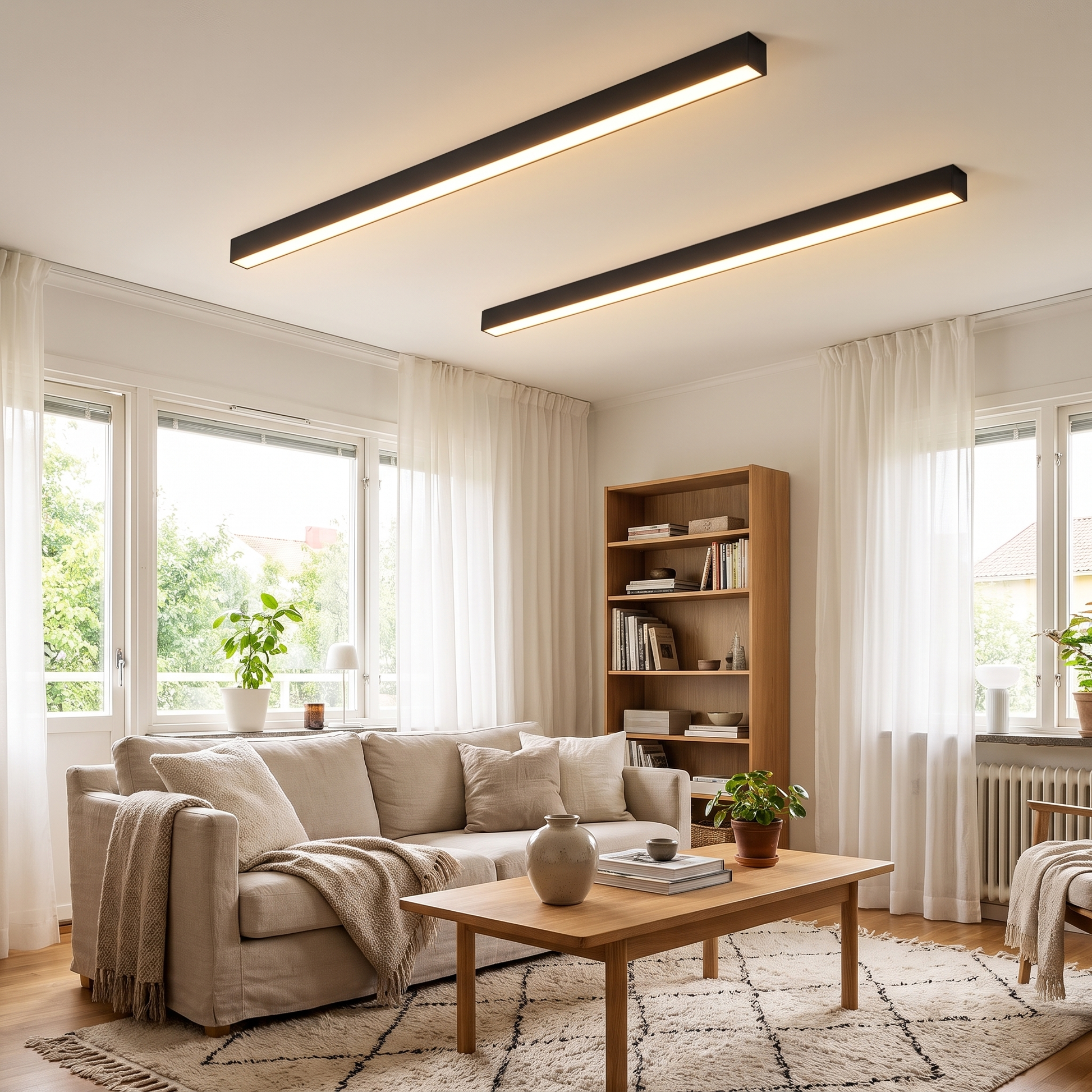 Slim Linear LED Flush Mount Ceiling Light with Dimmable Settings 3