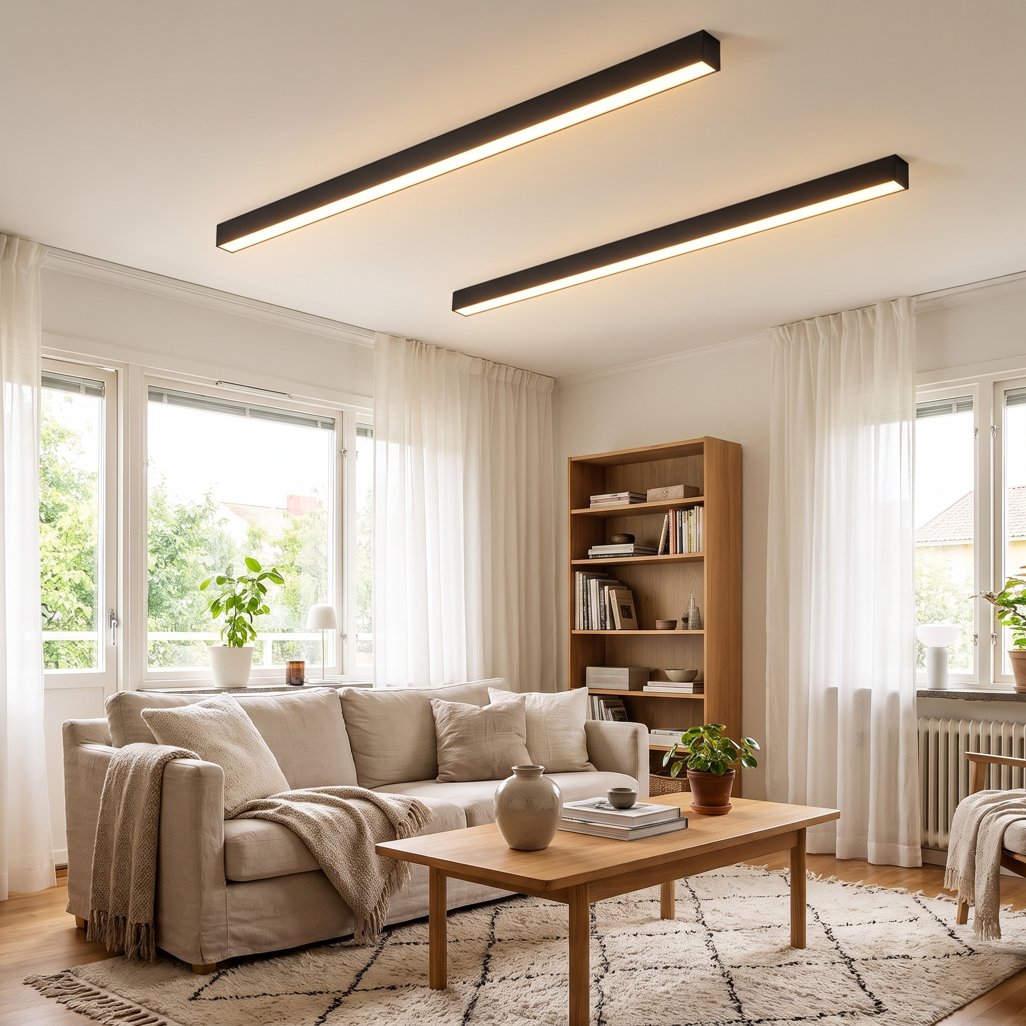 Slim Linear LED Flush Mount Ceiling Light with Dimmable Settings 3