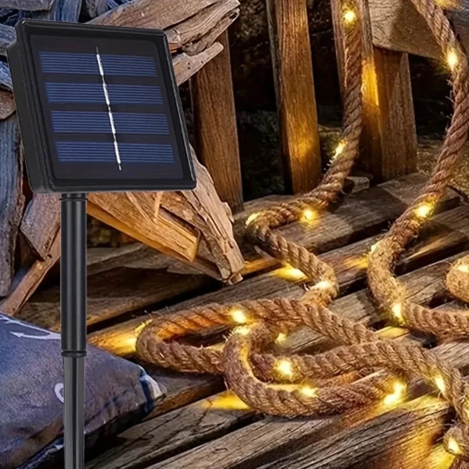 Solar-Powered Hemp Rope Light, Waterproof Outdoor Lighting with Automatic Sensor 6