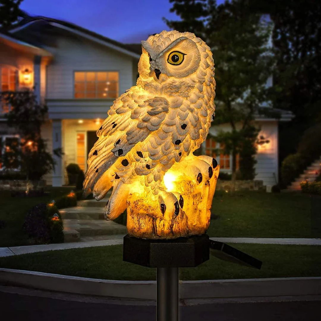 Solar Garden Pathway Light, Owl Design with Warm LED Glow 0