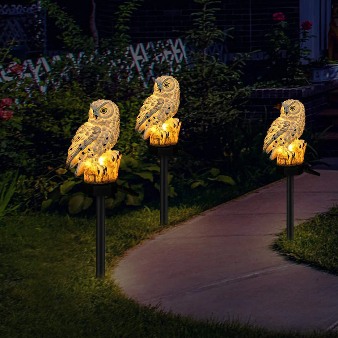 Solar Garden Pathway Light, Owl Design with Warm LED Glow 4