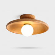 Solid Wood Round LED Flush Mount Ceiling Light for Living Spaces 0