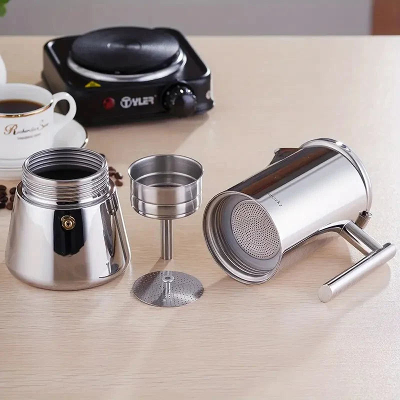 Stainless Steel Stovetop Moka Pot for Rich Italian Espresso 2