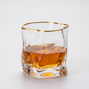 Textured Whiskey Glasses Set of 2 with Wide Base and Tapered Mouth 0