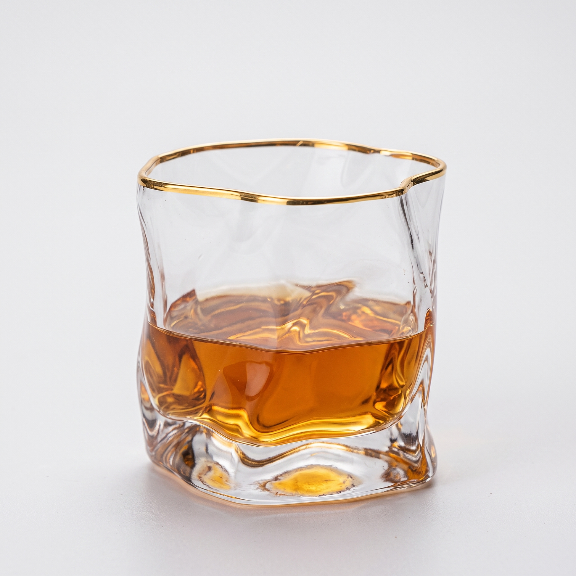 Textured Whiskey Glasses Set of 2 with Wide Base and Tapered Mouth 0