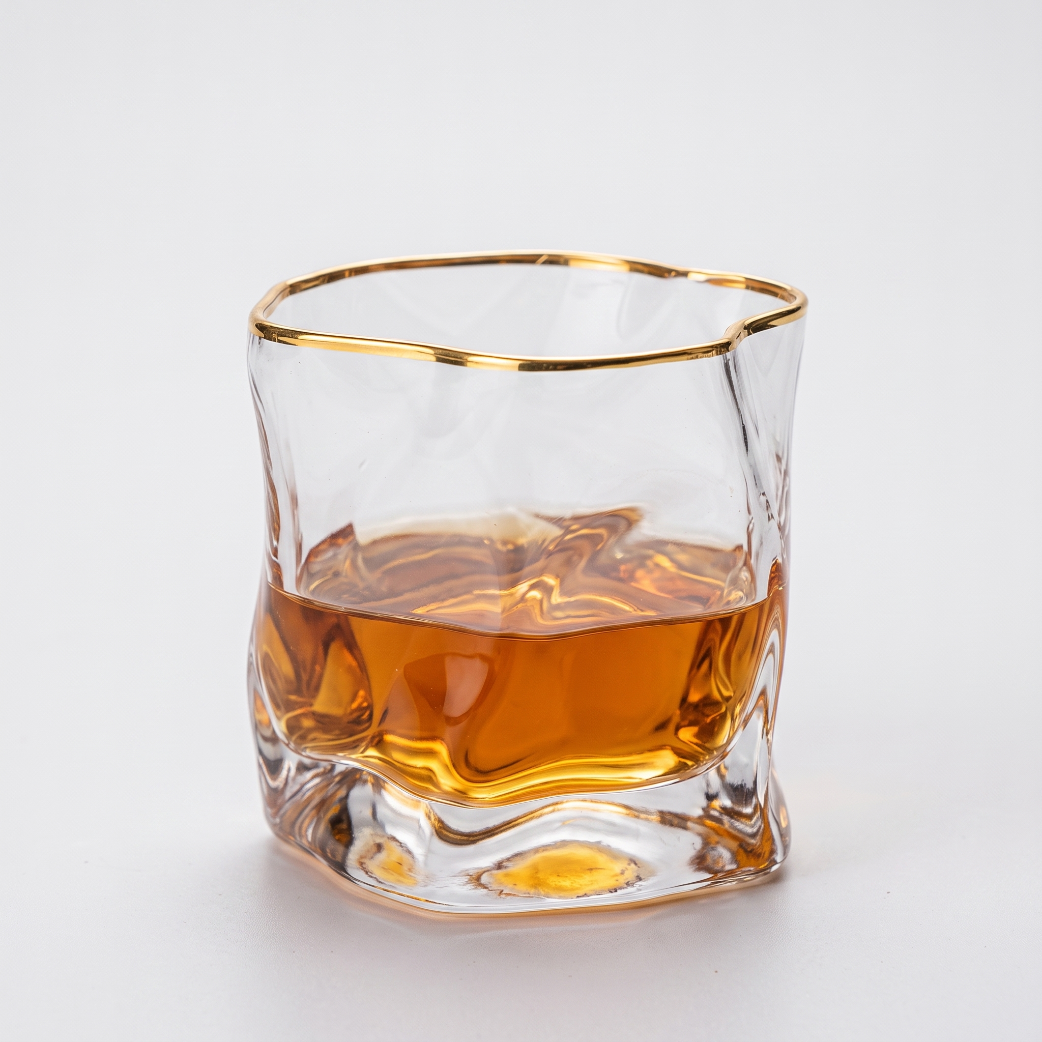 Textured Whiskey Glasses Set of 2 with Wide Base and Tapered Mouth 0