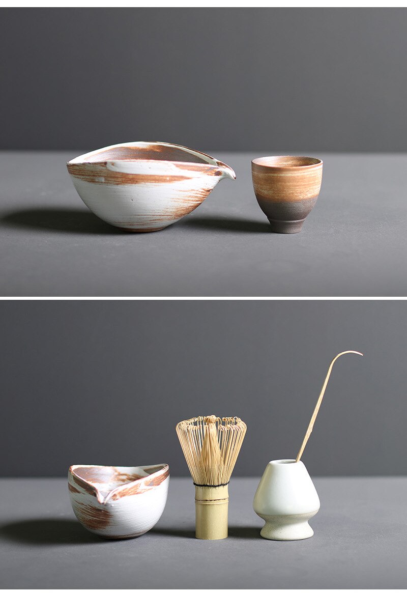 Traditional Matcha Set with Bamboo Whisk, Ceramic Bowl and Spoon 6