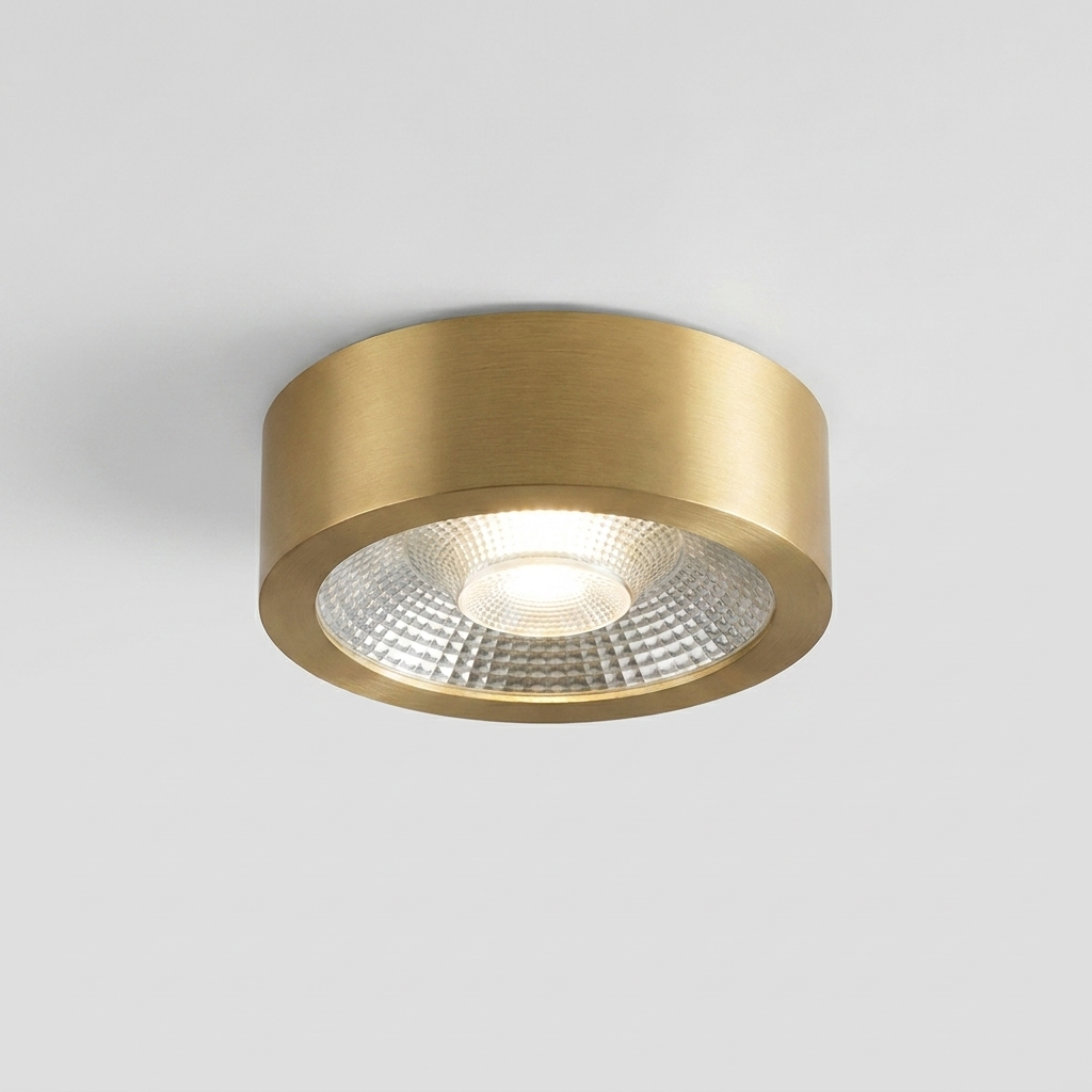 Ultra-Thin Round Copper LED Flush Mount Light for Hallways 0