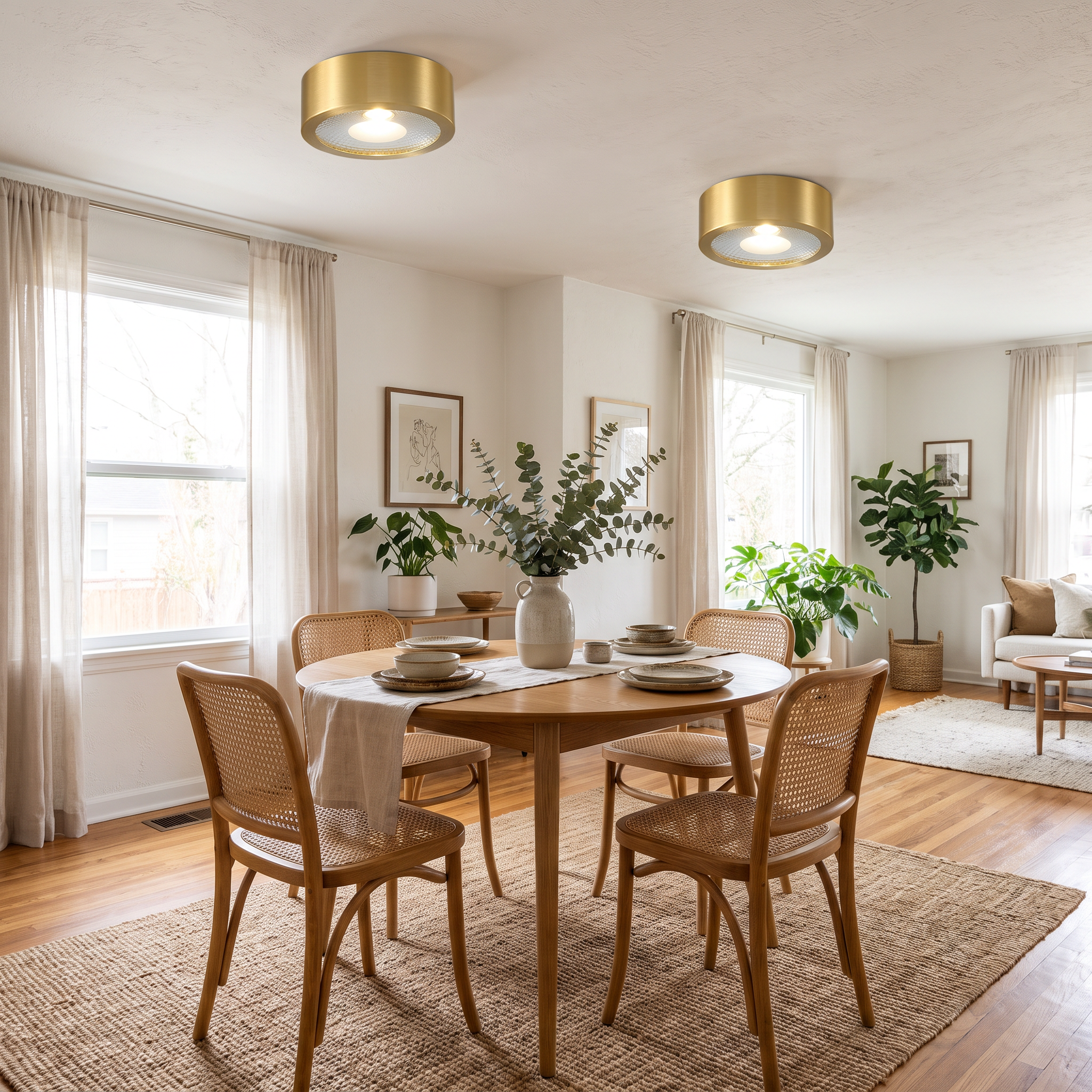 Ultra-Thin Round Copper LED Flush Mount Light for Hallways 1