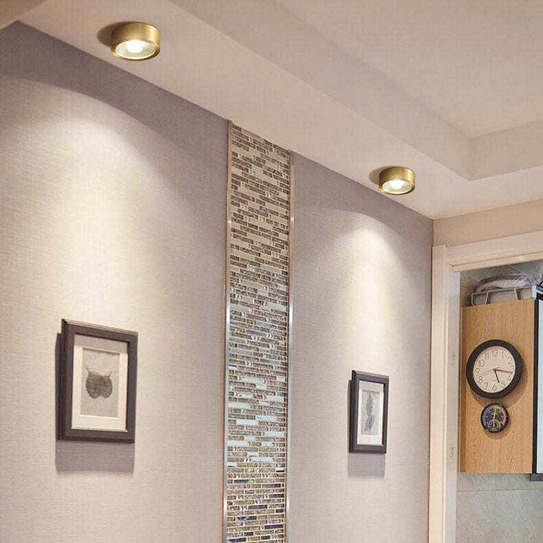 Ultra-Thin Round Copper LED Flush Mount Light for Hallways 10