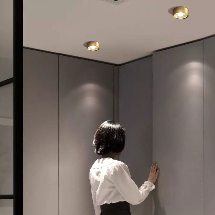 Ultra-Thin Round Copper LED Flush Mount Light for Hallways 8