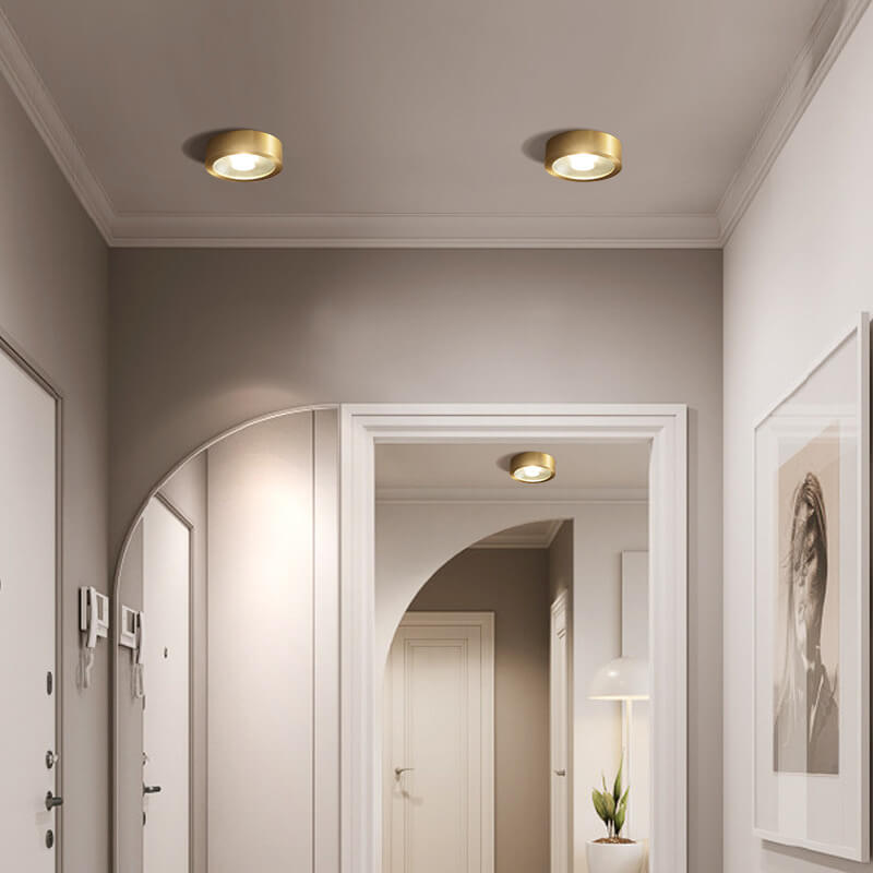 Ultra-Thin Round Copper LED Flush Mount Light for Hallways 9