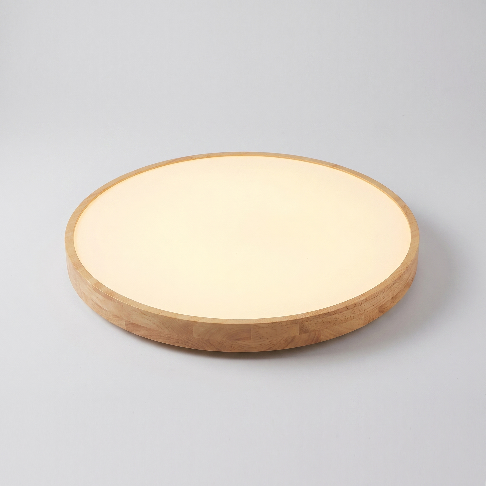 Ultra-Thin Solid Wood Round LED Flush Mount Ceiling Light 0