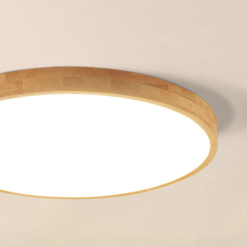 Ultra-Thin Solid Wood Round LED Flush Mount Ceiling Light 6