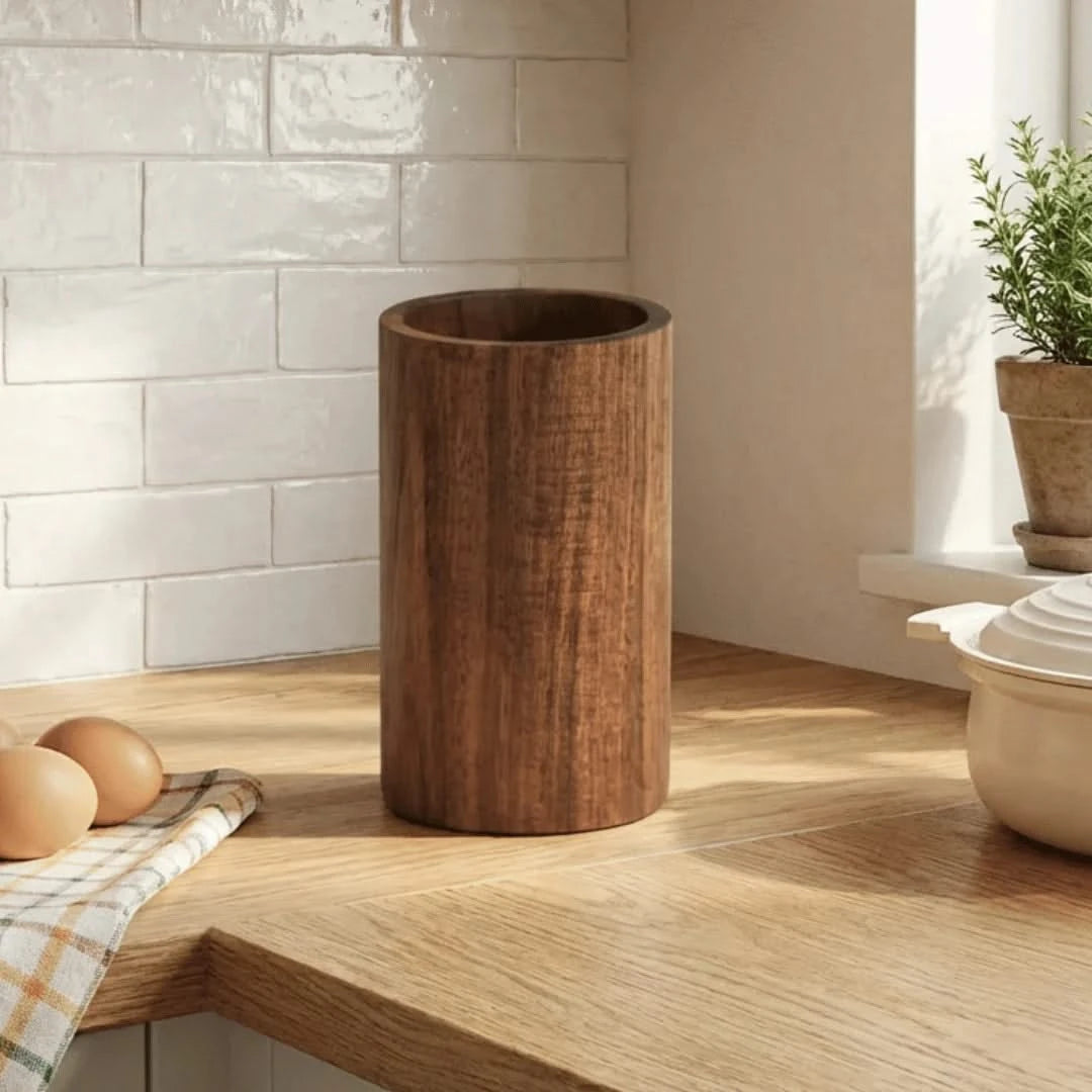 Utensil Holder, Solid Burmese Teak with Antimicrobial Finish 0