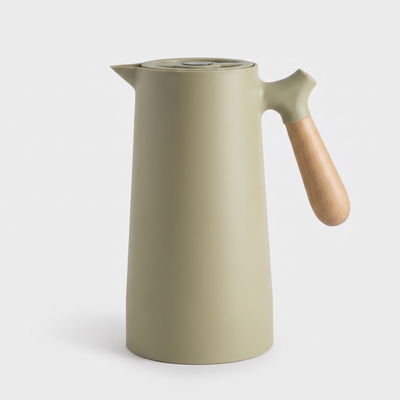 Vacuum Insulated Carafe with Wooden Handle for Hot and Cold Drinks