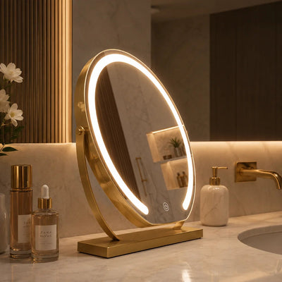 Vanity Makeup Mirror with LED Touch Lighting and 15x Magnifying Mirror