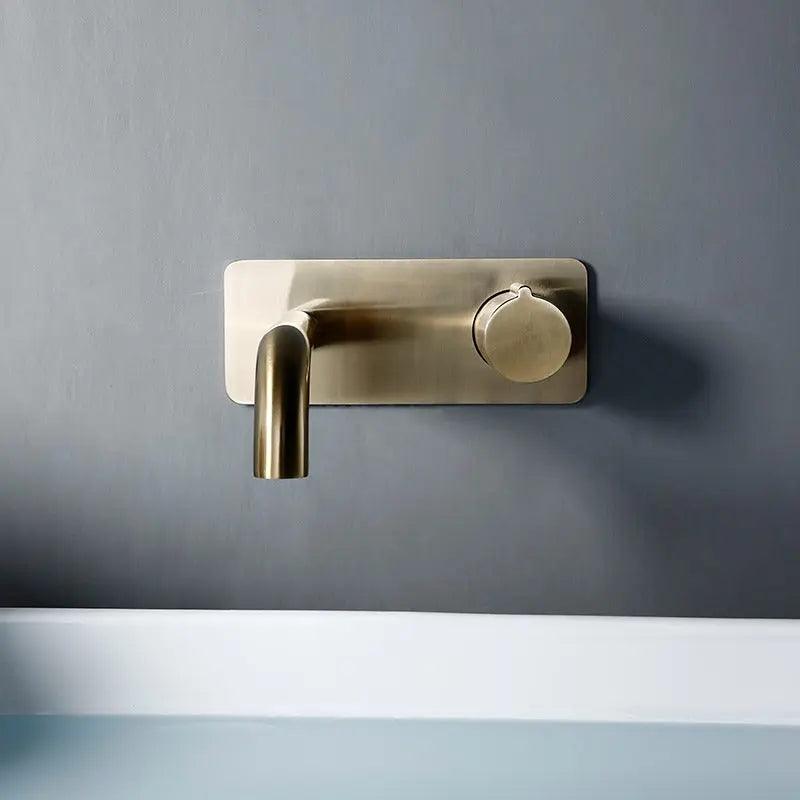 Wall Mounted Bathroom Sink Faucet in Gold with Single Handle Control 1