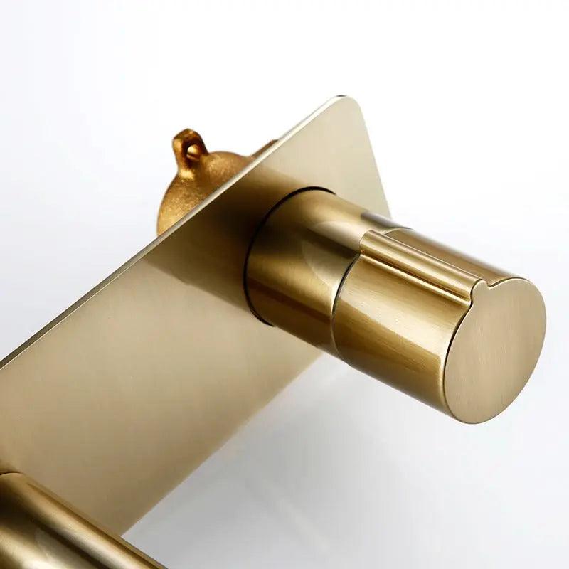 Wall Mounted Bathroom Sink Faucet in Gold with Single Handle Control 2