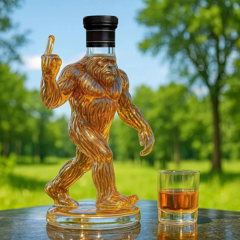 Whiskey Decanter, Bigfoot Sculpted Glass Design 10