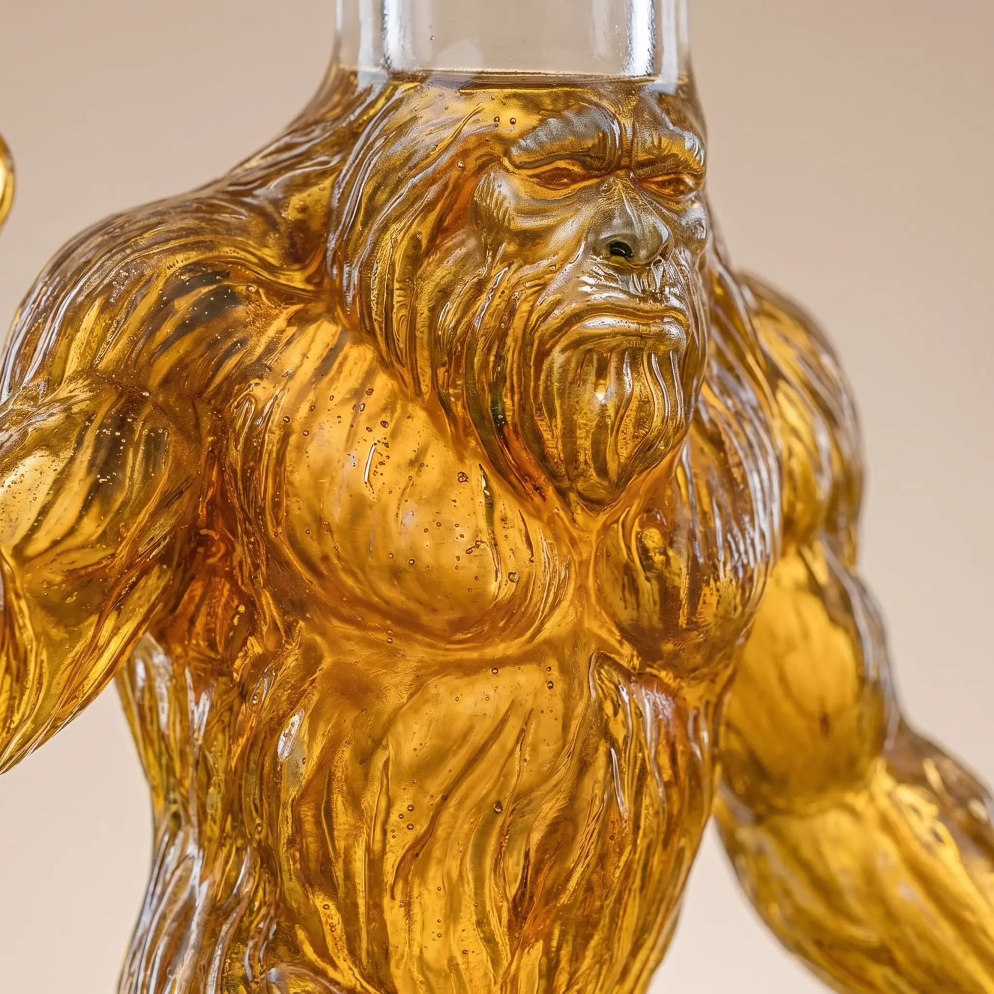Whiskey Decanter, Bigfoot Sculpted Glass Design 3