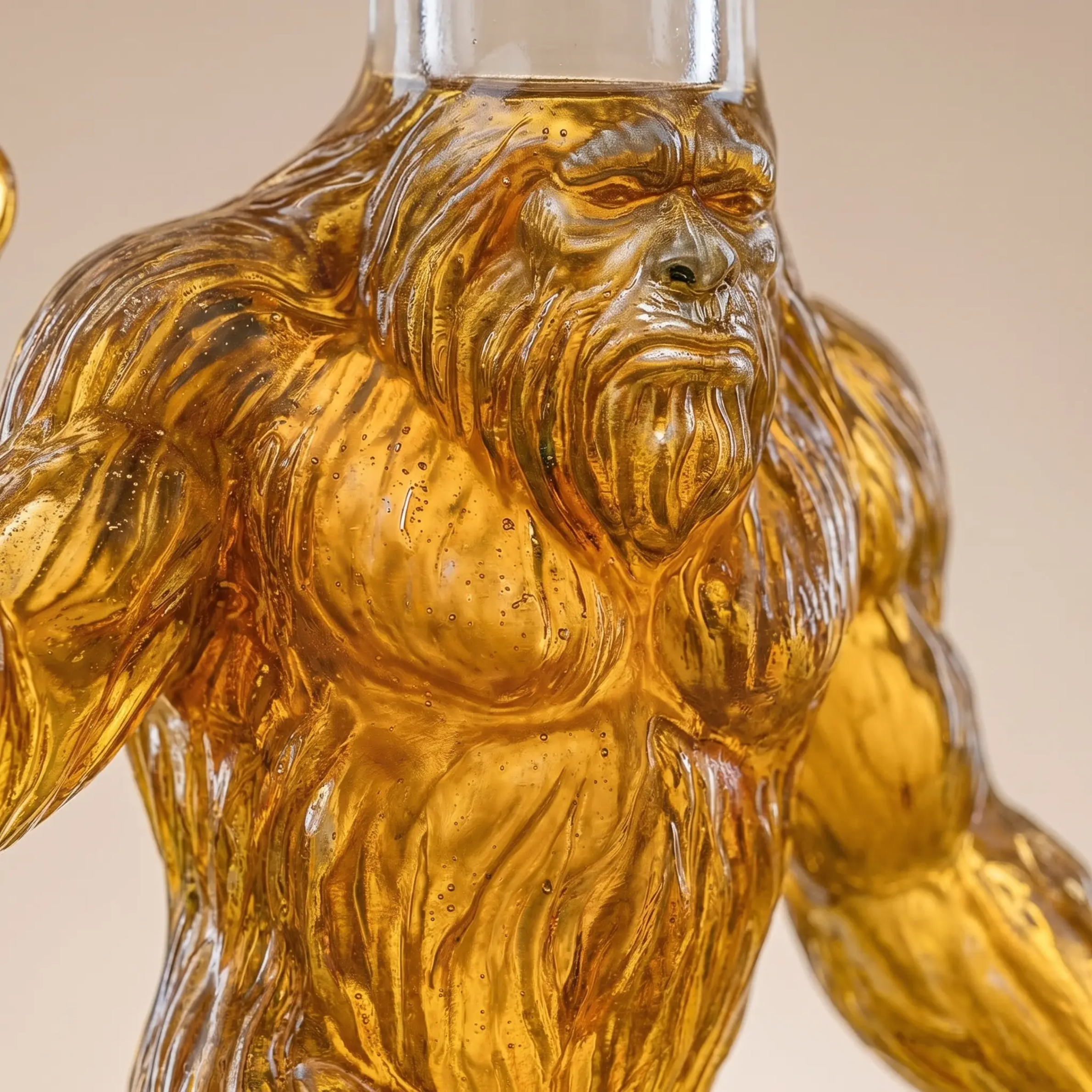Whiskey Decanter, Bigfoot Sculpted Glass Design 3