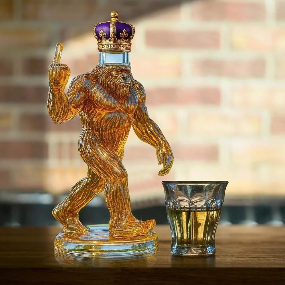 Whiskey Decanter, Bigfoot Sculpted Glass Design 8