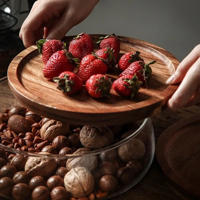 Wooden Food Container, Borosilicate Glass Body and Acacia Wood Lid 3