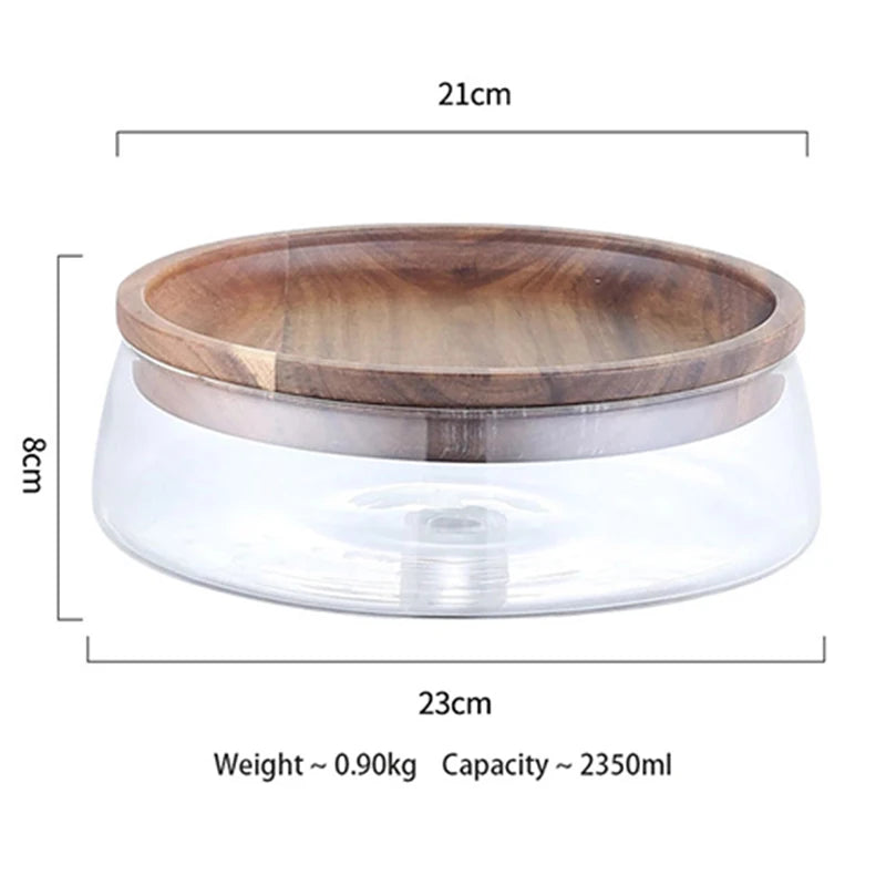 Wooden Food Container, Borosilicate Glass Body and Acacia Wood Lid 6