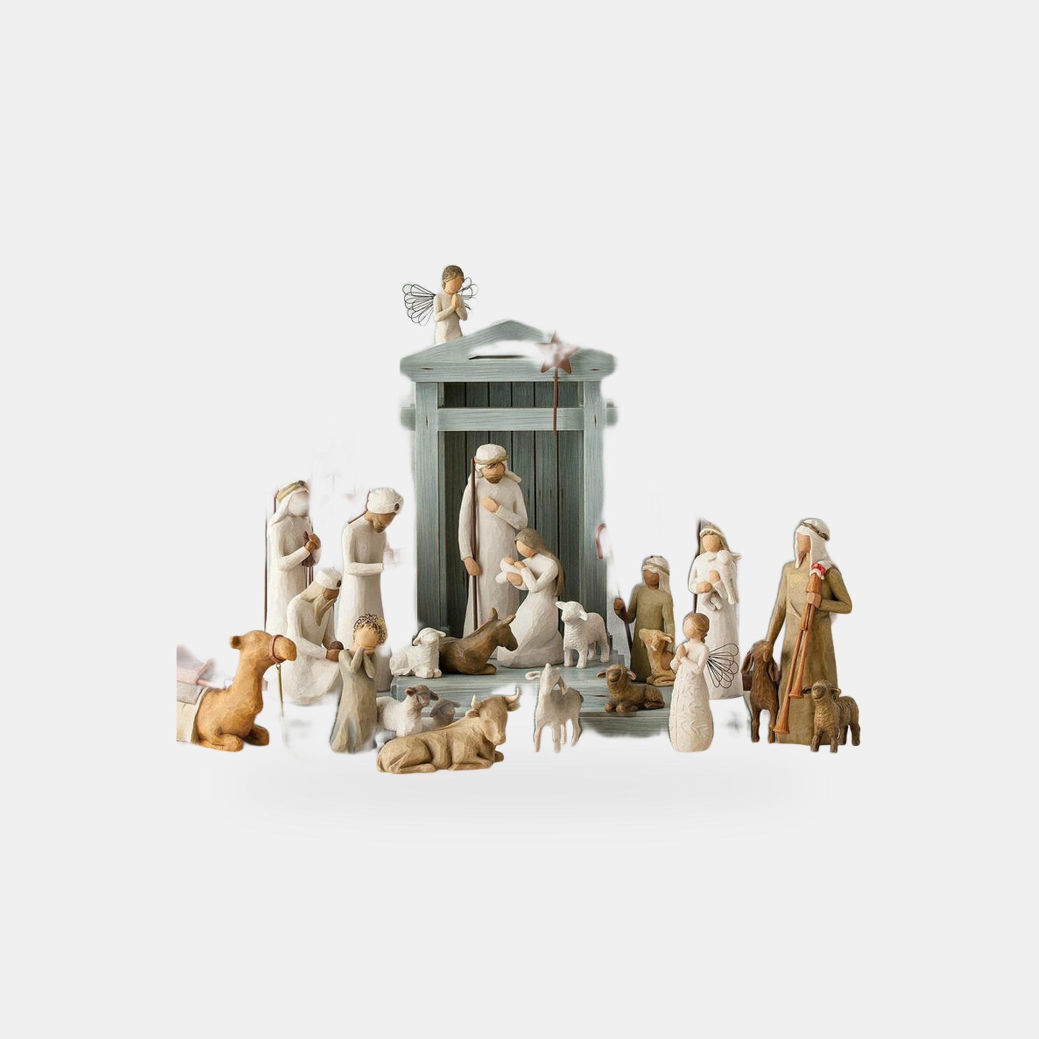 Natale Handmade 20-Piece Nativity Set Barn Wood Scene studio v2
