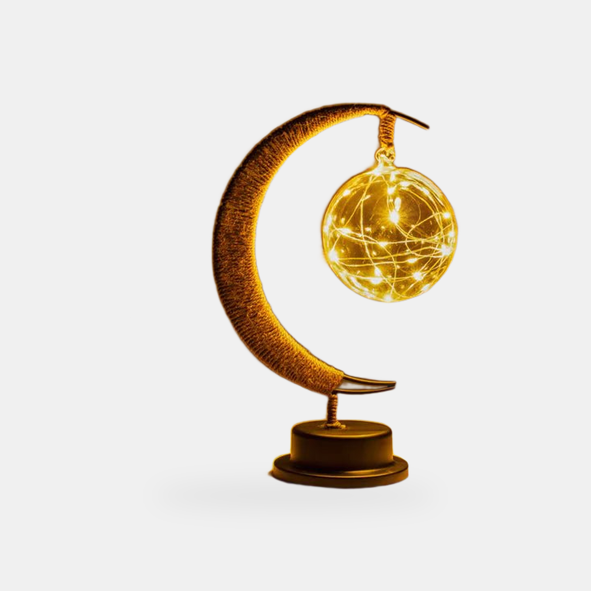 Mondo 3D-Printed Suspended Moon Lamp Hemp String Hanging studio v2