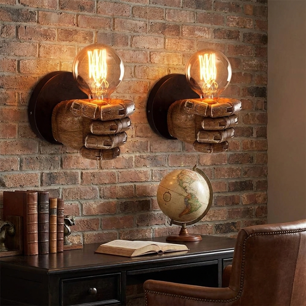 Hand-Shaped Wall Sconce, Resin E26 Fixture
