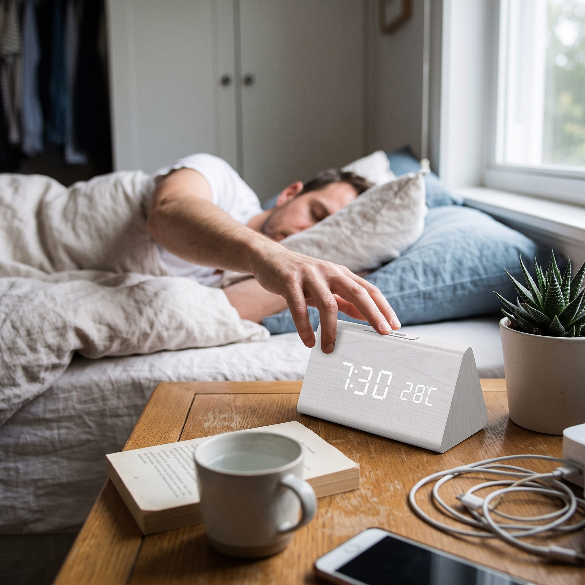 Vekker Alarm Clock White Triangle lifestyle
