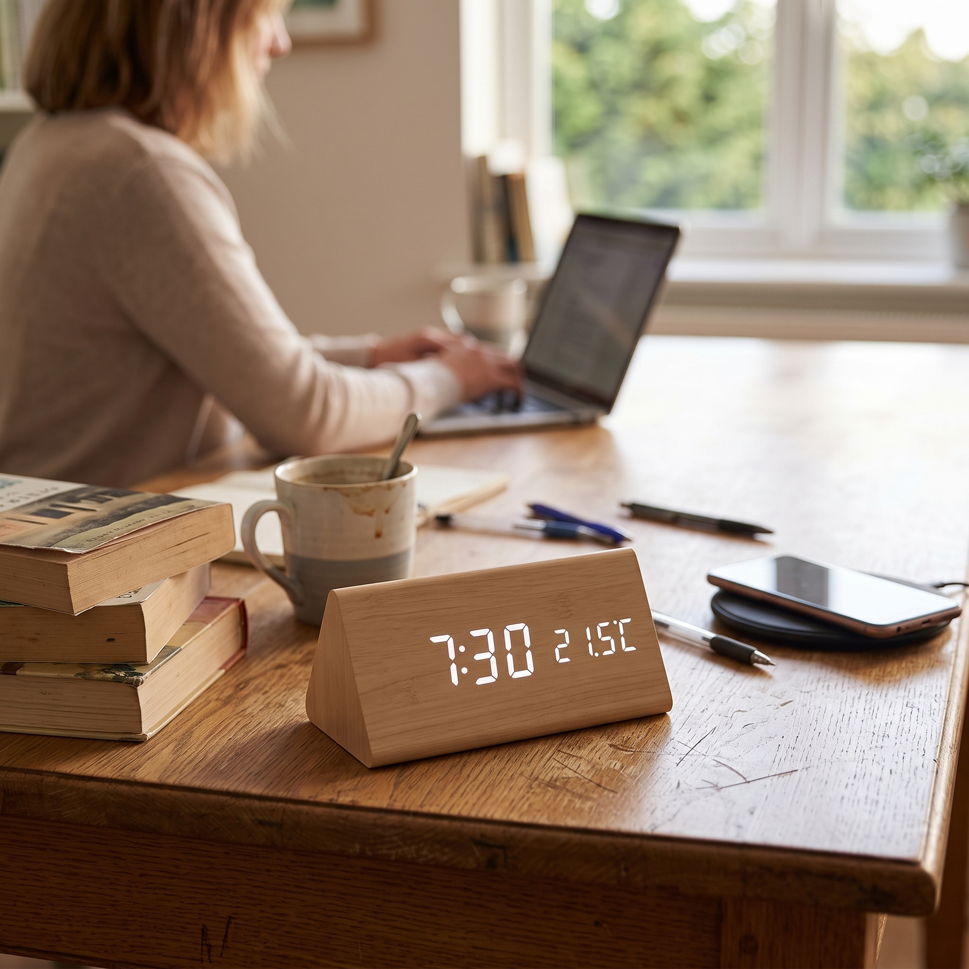 Vekker Alarm Clock Wood Triangle lifestyle