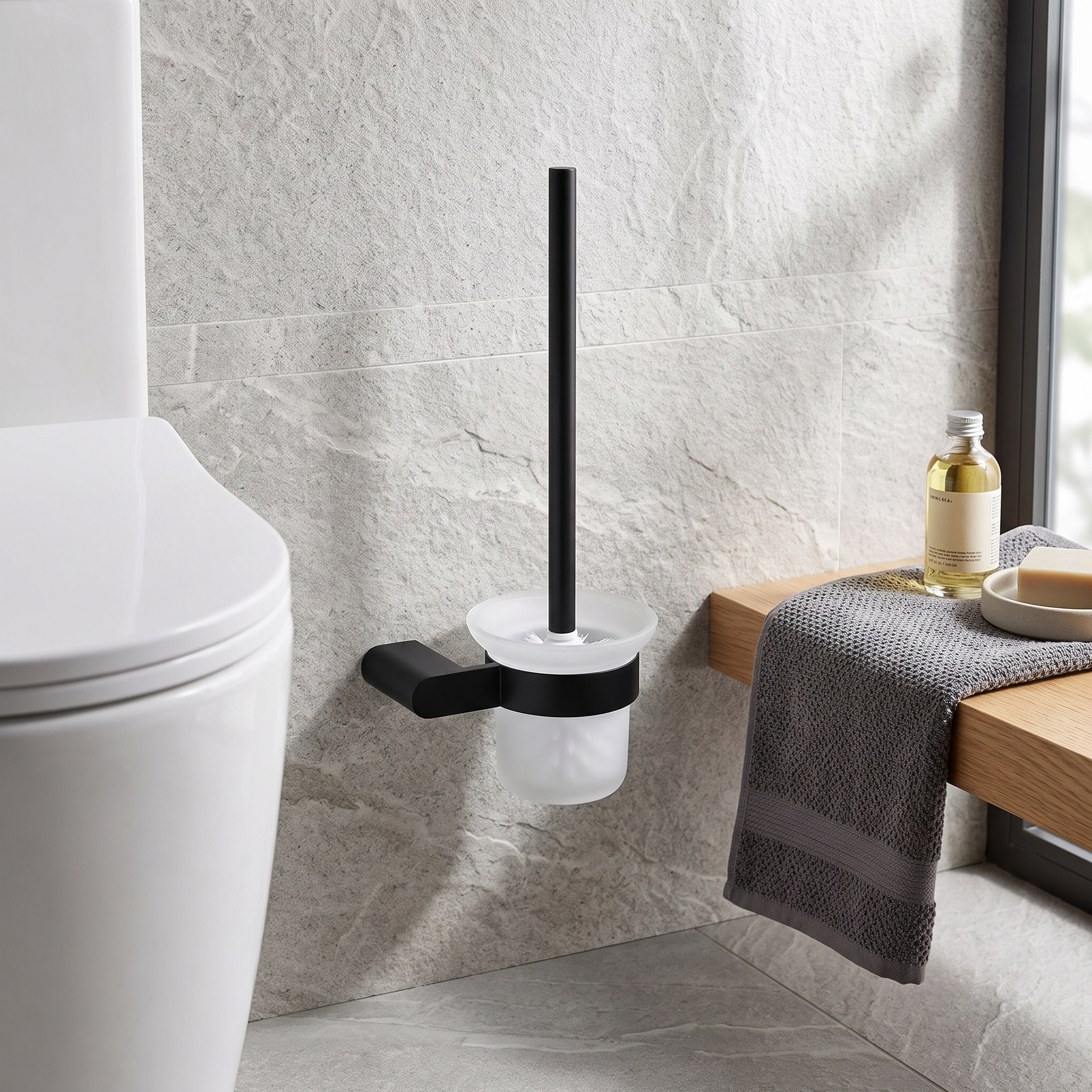 Nero Black Metal Bathroom Accessory Set Rust-Resistant lifestyle 7