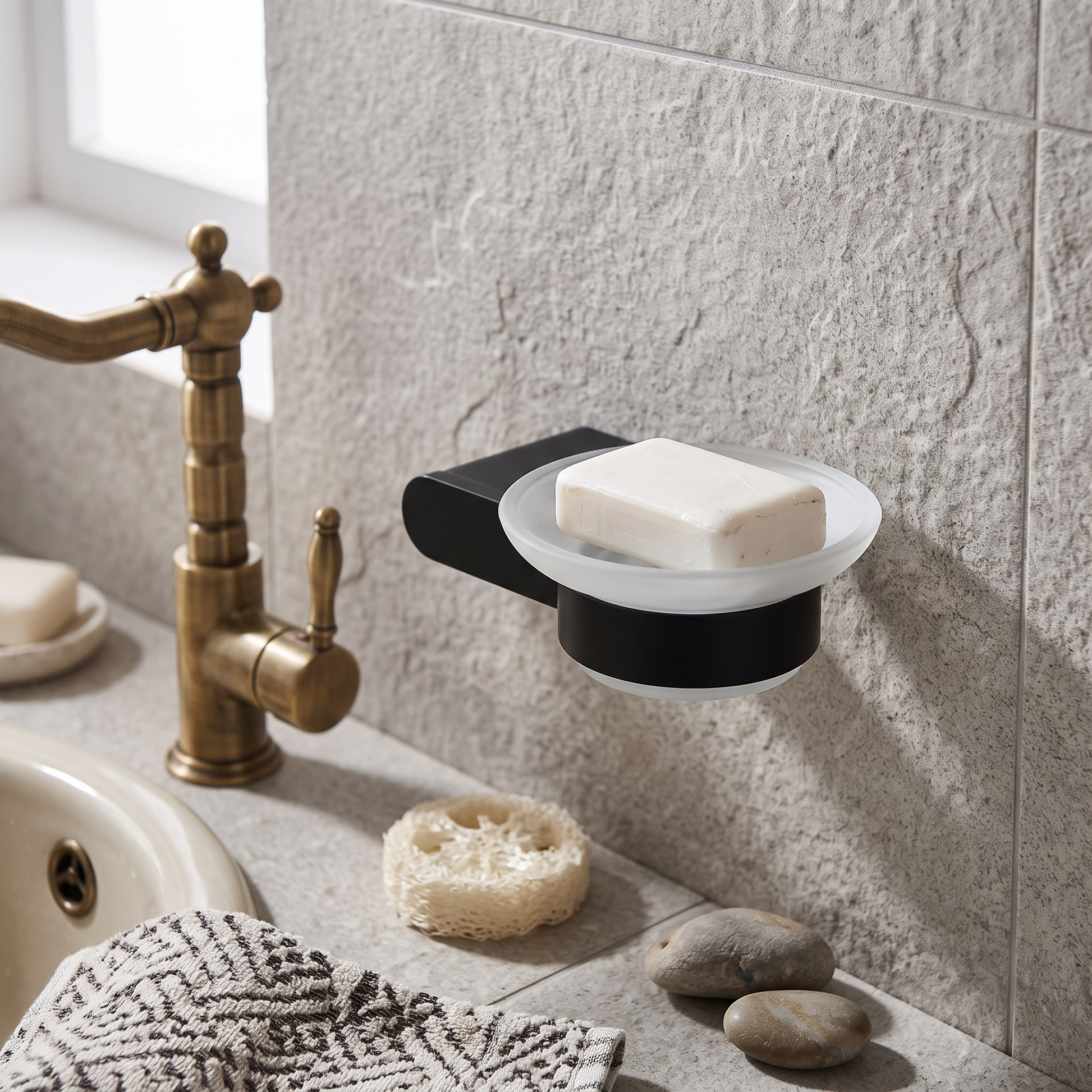 Nero Black Metal Bathroom Accessory Set Rust-Resistant lifestyle 2