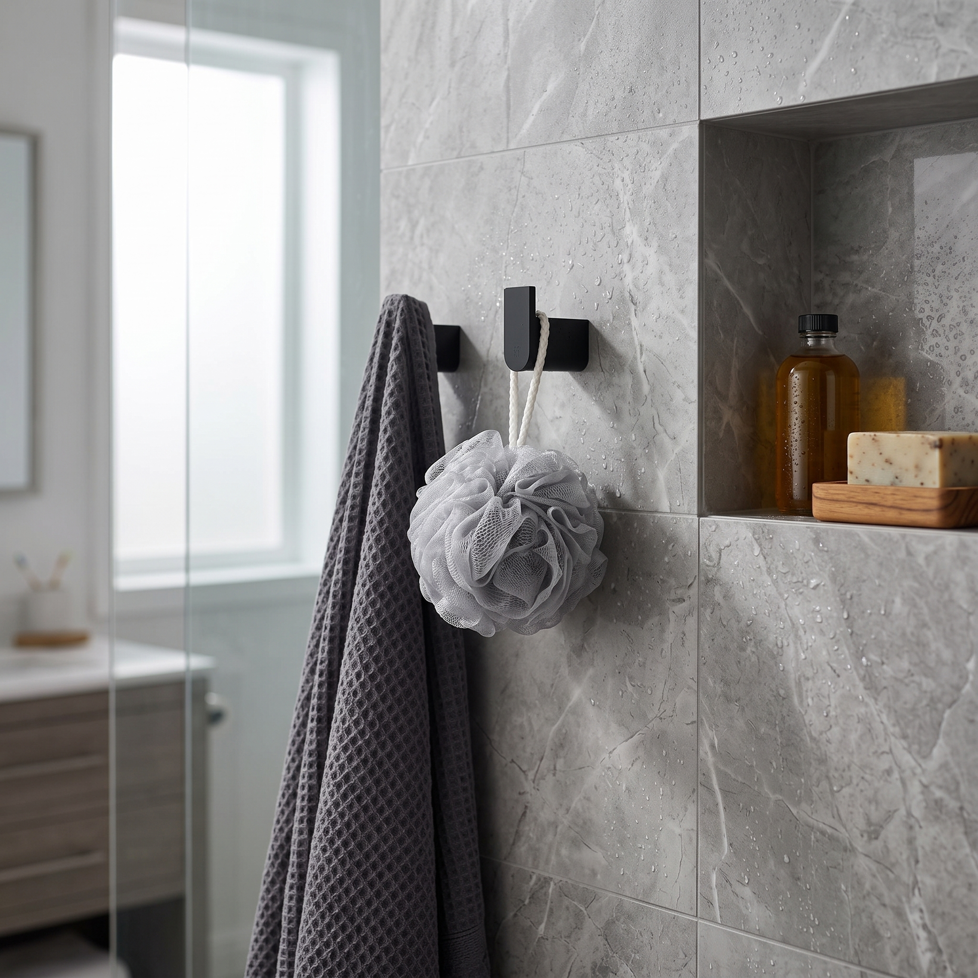 Nero Black Metal Bathroom Accessory Set Rust-Resistant lifestyle 1