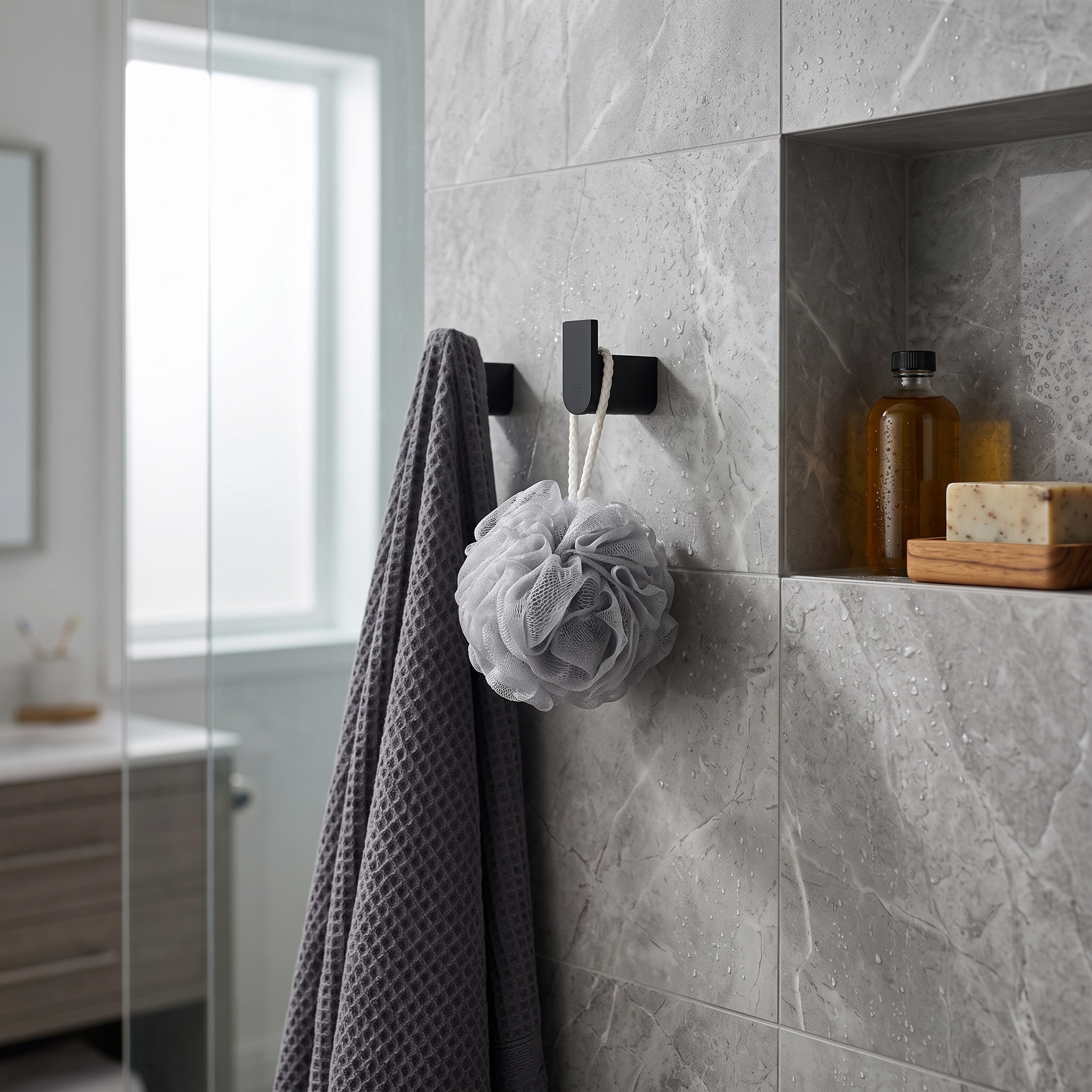 Nero Black Metal Bathroom Accessory Set Rust-Resistant lifestyle 1
