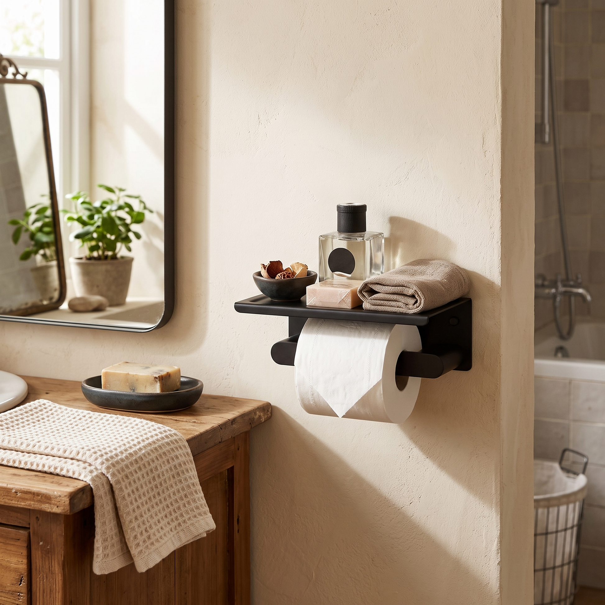 Nero Black Metal Bathroom Accessory Set Rust-Resistant lifestyle 6