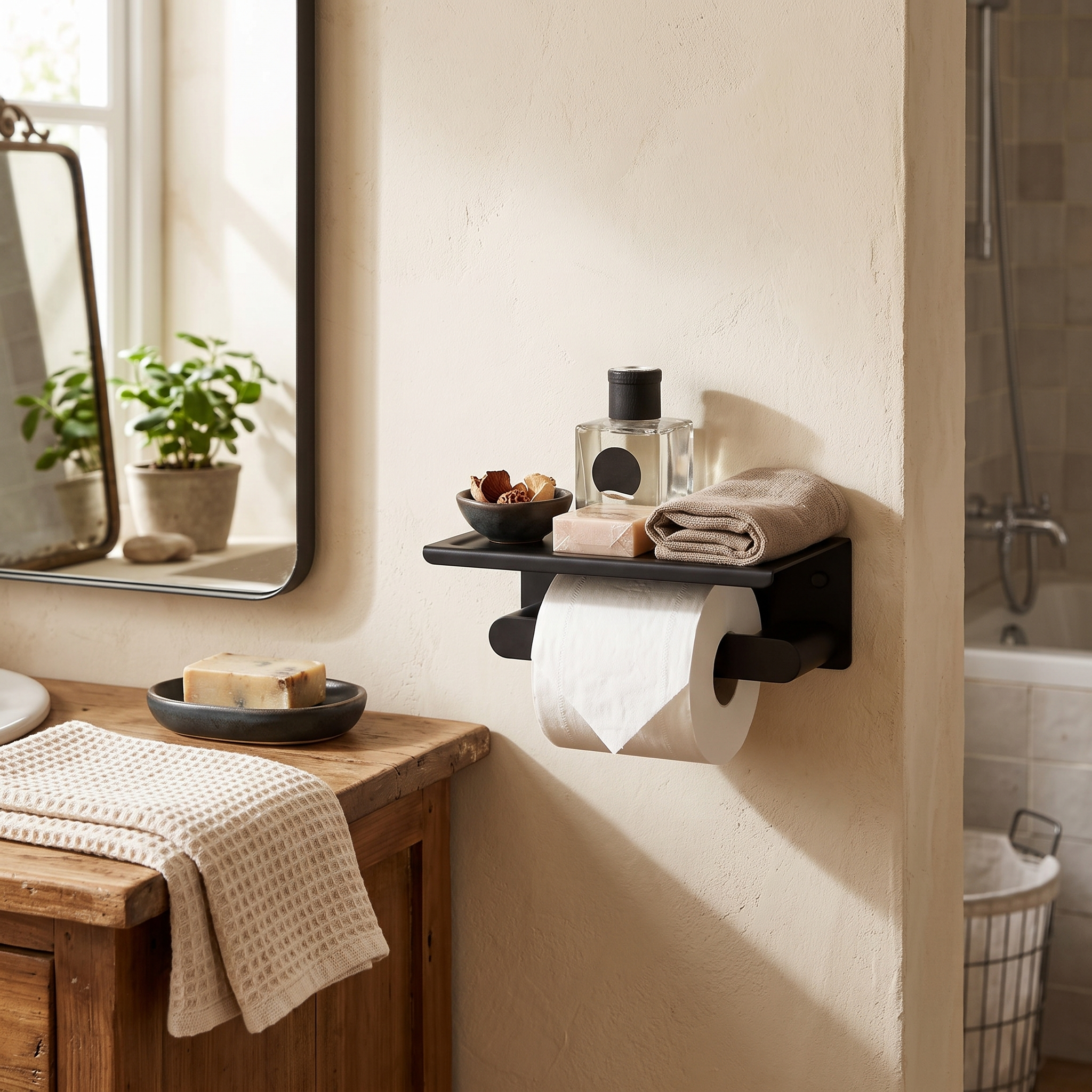 Nero Black Metal Bathroom Accessory Set Rust-Resistant lifestyle 6