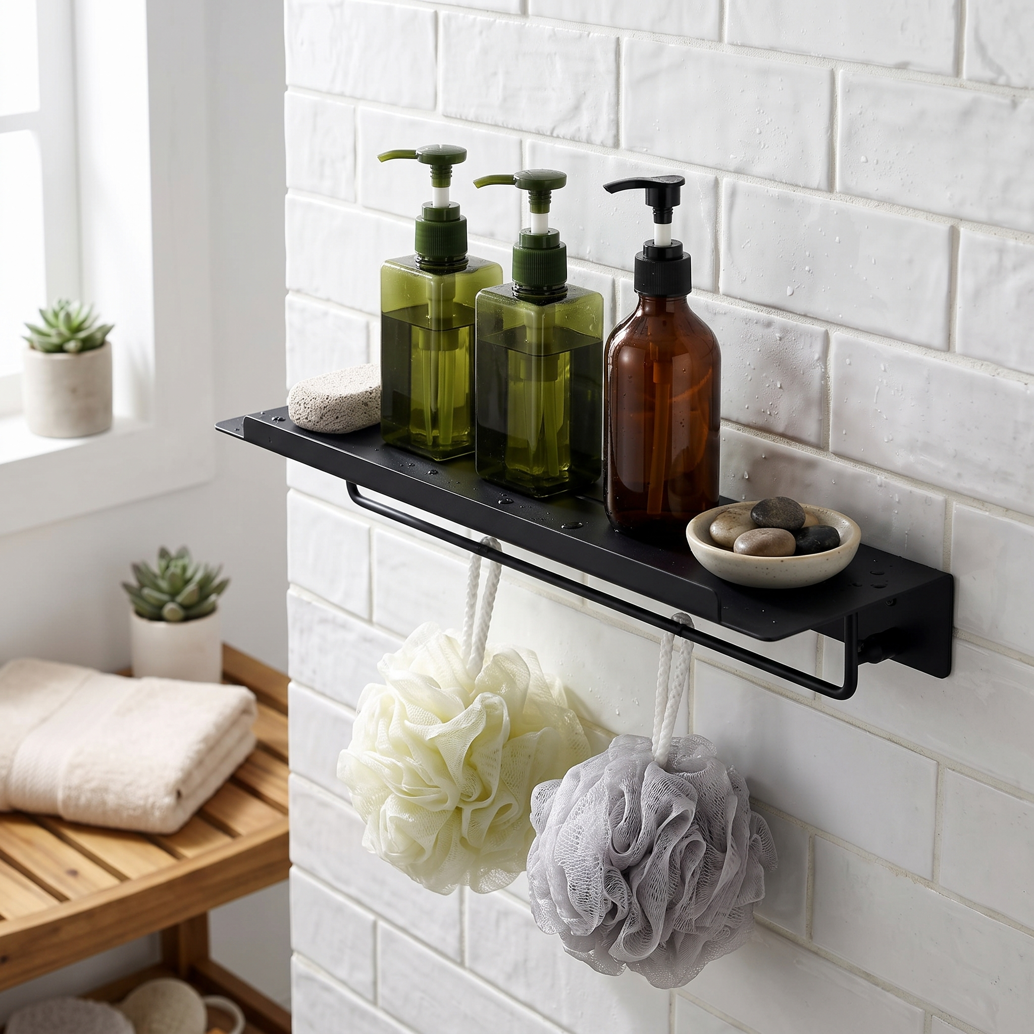 Nero Black Metal Bathroom Accessory Set Rust-Resistant lifestyle 11