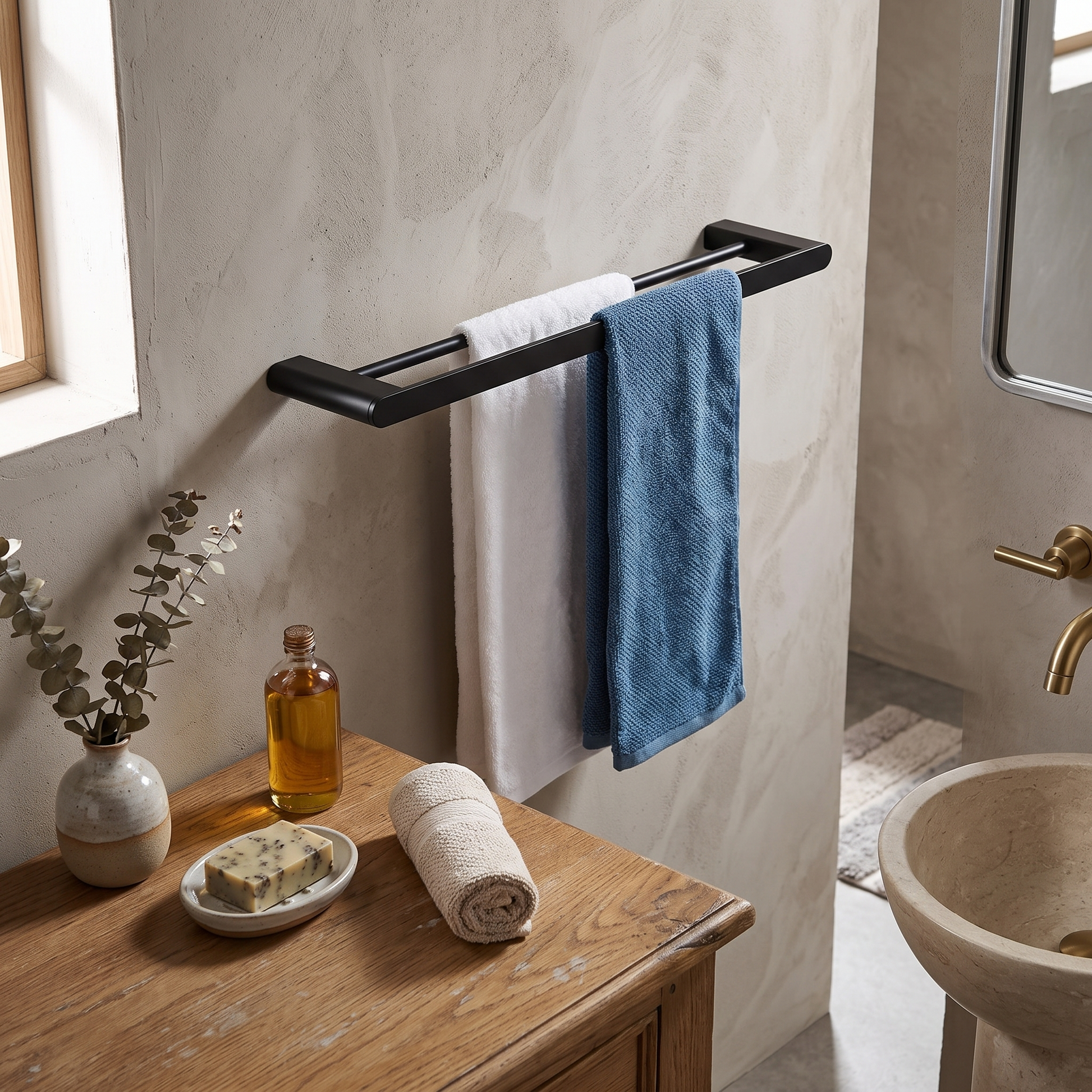 Nero Black Metal Bathroom Accessory Set Rust-Resistant lifestyle 12