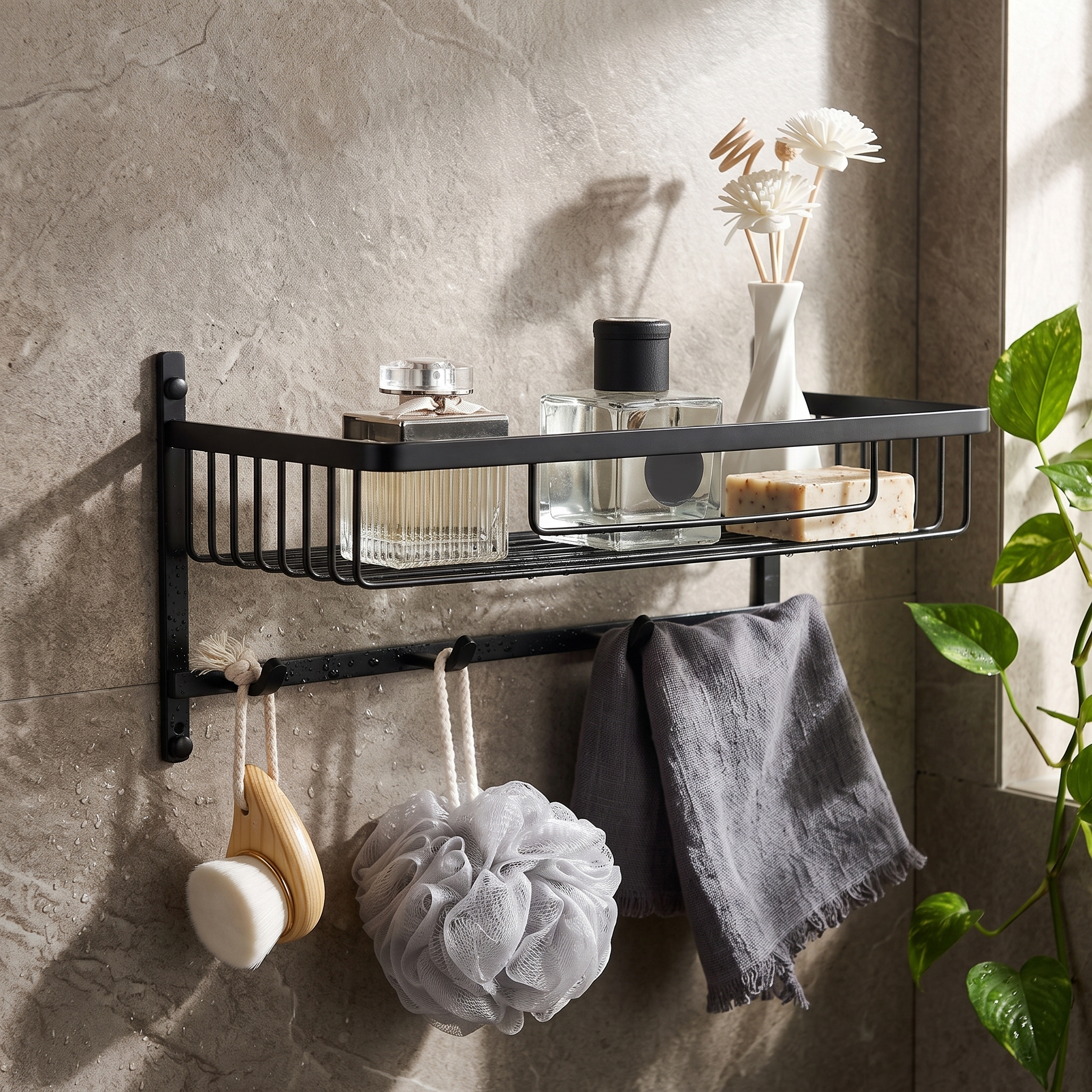 Nero Black Metal Bathroom Accessory Set Rust-Resistant lifestyle 14