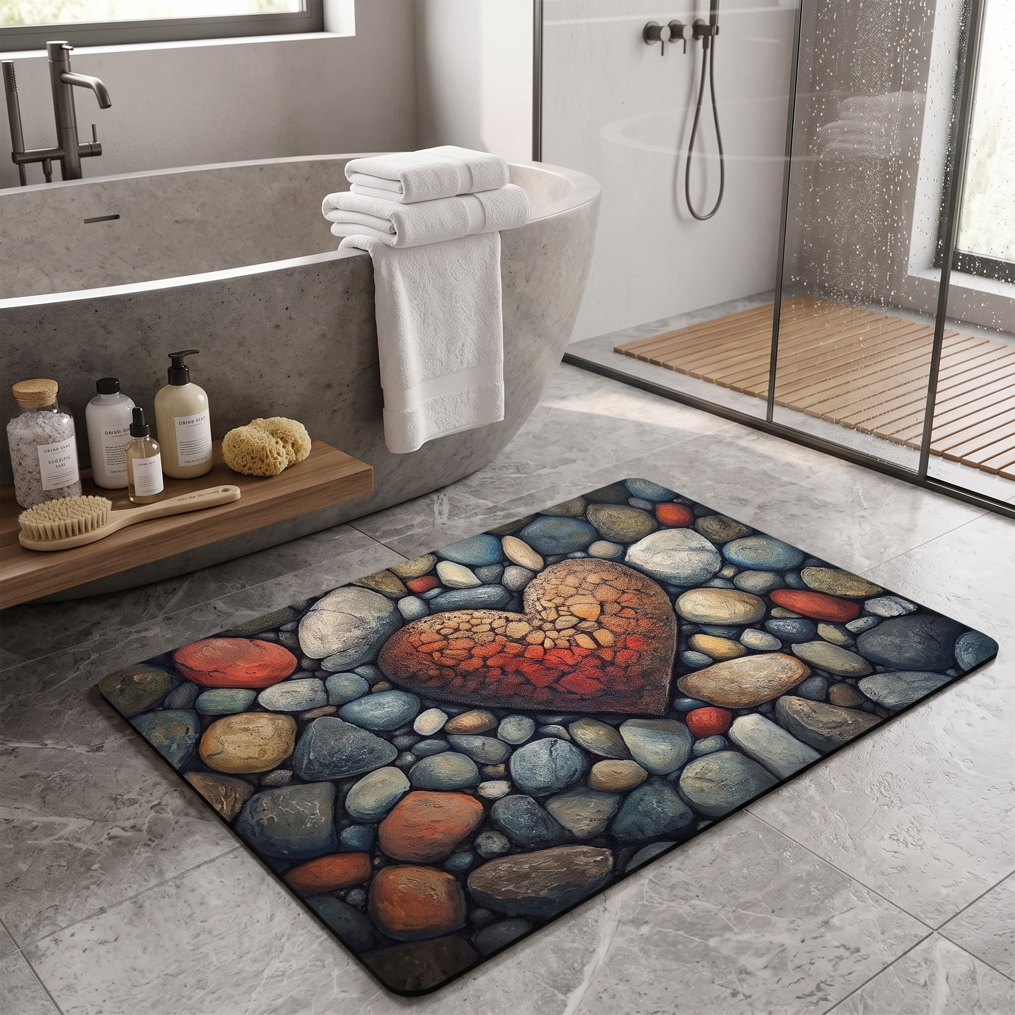 Terradry Diatomaceous Stone Bath Mat Instant-Dry Surface lifestyle 4